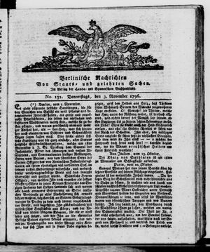 Berlinische Nachrichten von Staats- und gelehrten Sachen vom 03.11.1796