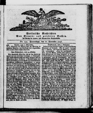 Berlinische Nachrichten von Staats- und gelehrten Sachen vom 10.11.1796