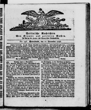 Berlinische Nachrichten von Staats- und gelehrten Sachen vom 12.11.1796