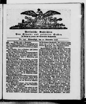 Berlinische Nachrichten von Staats- und gelehrten Sachen vom 17.11.1796