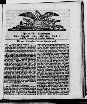 Berlinische Nachrichten von Staats- und gelehrten Sachen vom 24.11.1796