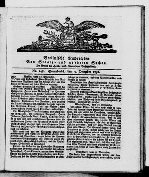 Berlinische Nachrichten von Staats- und gelehrten Sachen vom 10.12.1796