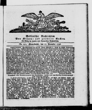 Berlinische Nachrichten von Staats- und gelehrten Sachen vom 17.12.1796