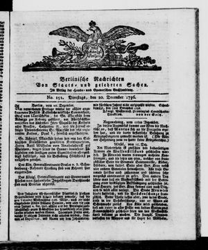 Berlinische Nachrichten von Staats- und gelehrten Sachen vom 20.12.1796