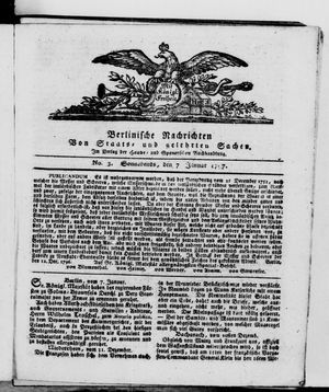 Berlinische Nachrichten von Staats- und gelehrten Sachen vom 07.01.1797
