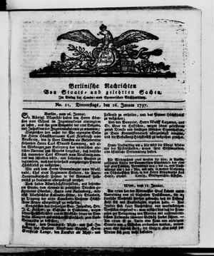 Berlinische Nachrichten von Staats- und gelehrten Sachen vom 26.01.1797