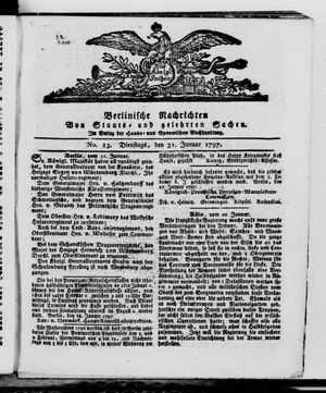Berlinische Nachrichten von Staats- und gelehrten Sachen vom 31.01.1797