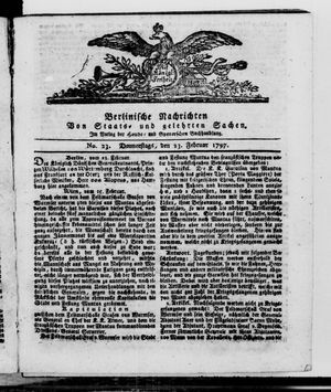 Berlinische Nachrichten von Staats- und gelehrten Sachen vom 23.02.1797
