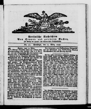 Berlinische Nachrichten von Staats- und gelehrten Sachen vom 14.03.1797