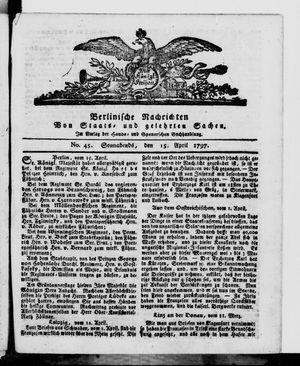 Berlinische Nachrichten von Staats- und gelehrten Sachen vom 15.04.1797