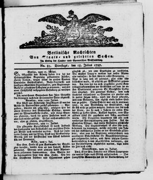 Berlinische Nachrichten von Staats- und gelehrten Sachen vom 18.07.1797