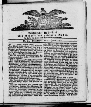 Berlinische Nachrichten von Staats- und gelehrten Sachen vom 22.07.1797