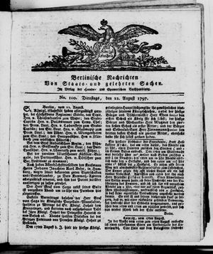 Berlinische Nachrichten von Staats- und gelehrten Sachen vom 22.08.1797