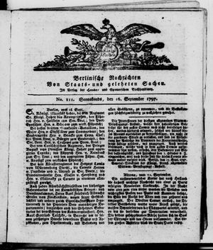Berlinische Nachrichten von Staats- und gelehrten Sachen vom 16.09.1797