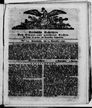 Berlinische Nachrichten von Staats- und gelehrten Sachen vom 23.09.1797