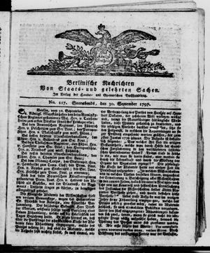 Berlinische Nachrichten von Staats- und gelehrten Sachen vom 30.09.1797