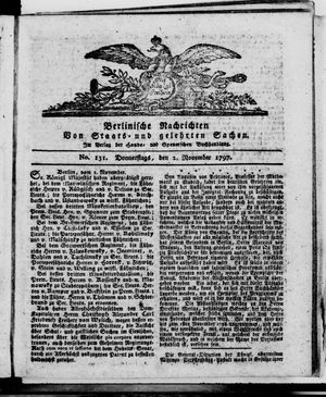 Berlinische Nachrichten von Staats- und gelehrten Sachen on Nov 2, 1797