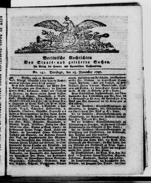 Berlinische Nachrichten von Staats- und gelehrten Sachen vom 28.11.1797