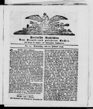 Berlinische Nachrichten von Staats- und gelehrten Sachen vom 22.02.1798