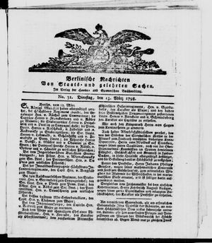 Berlinische Nachrichten von Staats- und gelehrten Sachen vom 13.03.1798