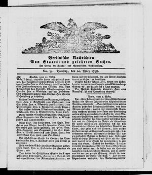 Berlinische Nachrichten von Staats- und gelehrten Sachen vom 20.03.1798