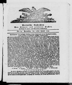 Berlinische Nachrichten von Staats- und gelehrten Sachen vom 21.06.1798