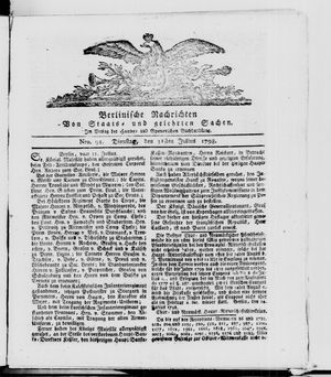Berlinische Nachrichten von Staats- und gelehrten Sachen vom 31.07.1798