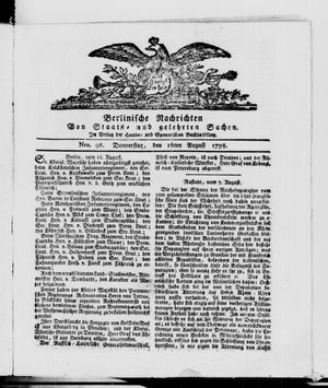 Berlinische Nachrichten von Staats- und gelehrten Sachen vom 16.08.1798