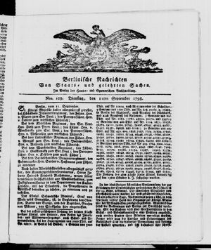Berlinische Nachrichten von Staats- und gelehrten Sachen vom 11.09.1798