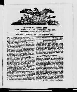 Berlinische Nachrichten von Staats- und gelehrten Sachen vom 13.09.1798