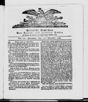 Berlinische Nachrichten von Staats- und gelehrten Sachen vom 15.09.1798