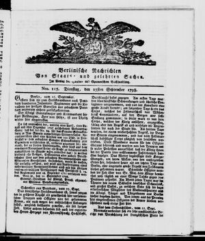 Berlinische Nachrichten von Staats- und gelehrten Sachen vom 25.09.1798
