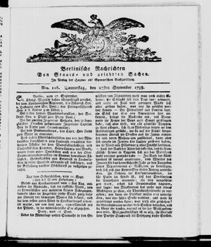 Berlinische Nachrichten von Staats- und gelehrten Sachen vom 27.09.1798