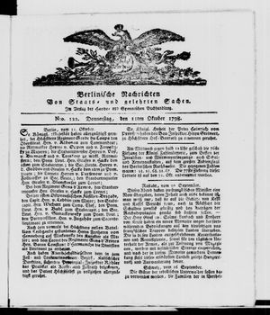 Berlinische Nachrichten von Staats- und gelehrten Sachen vom 11.10.1798