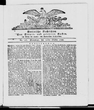 Berlinische Nachrichten von Staats- und gelehrten Sachen vom 20.10.1798