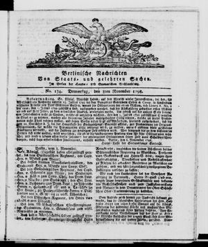 Berlinische Nachrichten von Staats- und gelehrten Sachen vom 08.11.1798