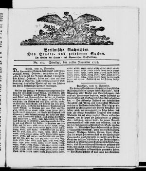 Berlinische Nachrichten von Staats- und gelehrten Sachen vom 20.11.1798
