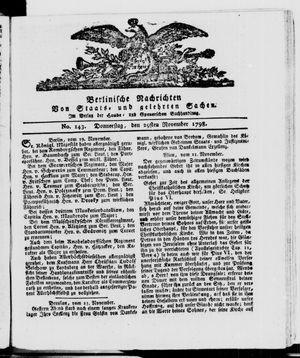 Berlinische Nachrichten von Staats- und gelehrten Sachen vom 29.11.1798