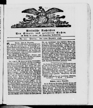 Berlinische Nachrichten von Staats- und gelehrten Sachen vom 18.12.1798