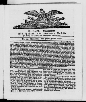 Berlinische Nachrichten von Staats- und gelehrten Sachen vom 31.01.1799