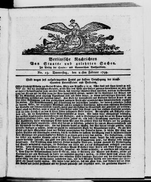 Berlinische Nachrichten von Staats- und gelehrten Sachen vom 21.02.1799