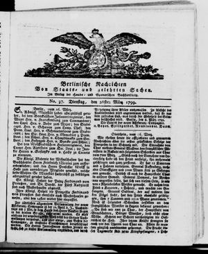 Berlinische Nachrichten von Staats- und gelehrten Sachen vom 26.03.1799