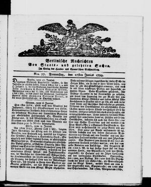 Berlinische Nachrichten von Staats- und gelehrten Sachen vom 27.06.1799