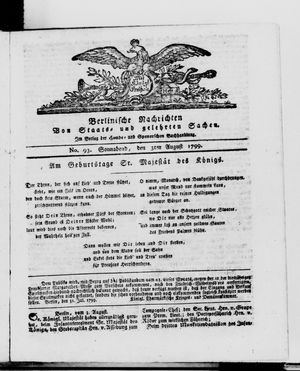 Berlinische Nachrichten von Staats- und gelehrten Sachen vom 03.08.1799