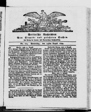 Berlinische Nachrichten von Staats- und gelehrten Sachen vom 29.08.1799