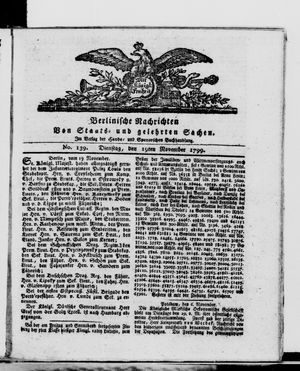 Berlinische Nachrichten von Staats- und gelehrten Sachen vom 19.11.1799