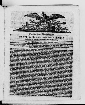 Berlinische Nachrichten von Staats- und gelehrten Sachen vom 07.01.1800