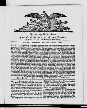Berlinische Nachrichten von Staats- und gelehrten Sachen vom 01.02.1800