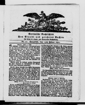 Berlinische Nachrichten von Staats- und gelehrten Sachen vom 15.02.1800