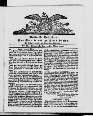 Berlinische Nachrichten von Staats- und gelehrten Sachen vom 29.03.1800